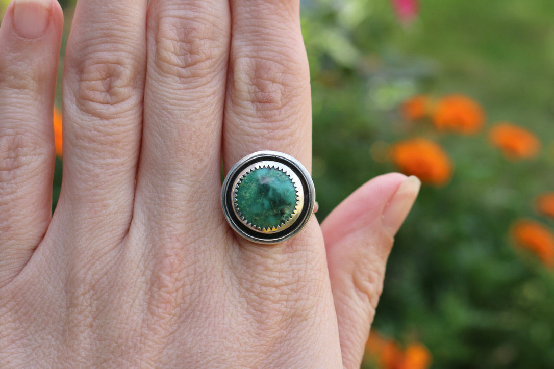 Round Turquoise Ring Size 7.5