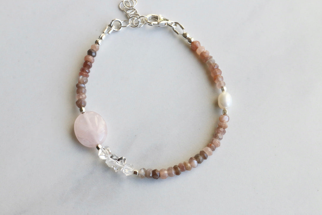 Mixed Gemstone Bracelet, Pink
