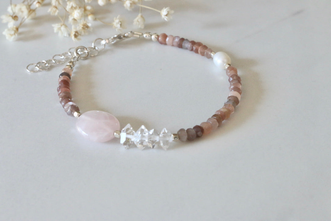 Mixed Gemstone Bracelet, Pink