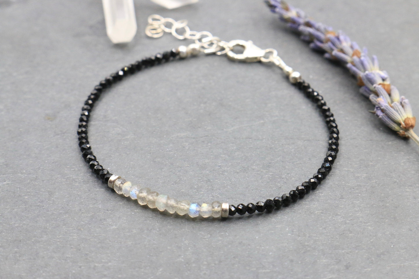 Labradorite and Black Tourmaline Bracelet