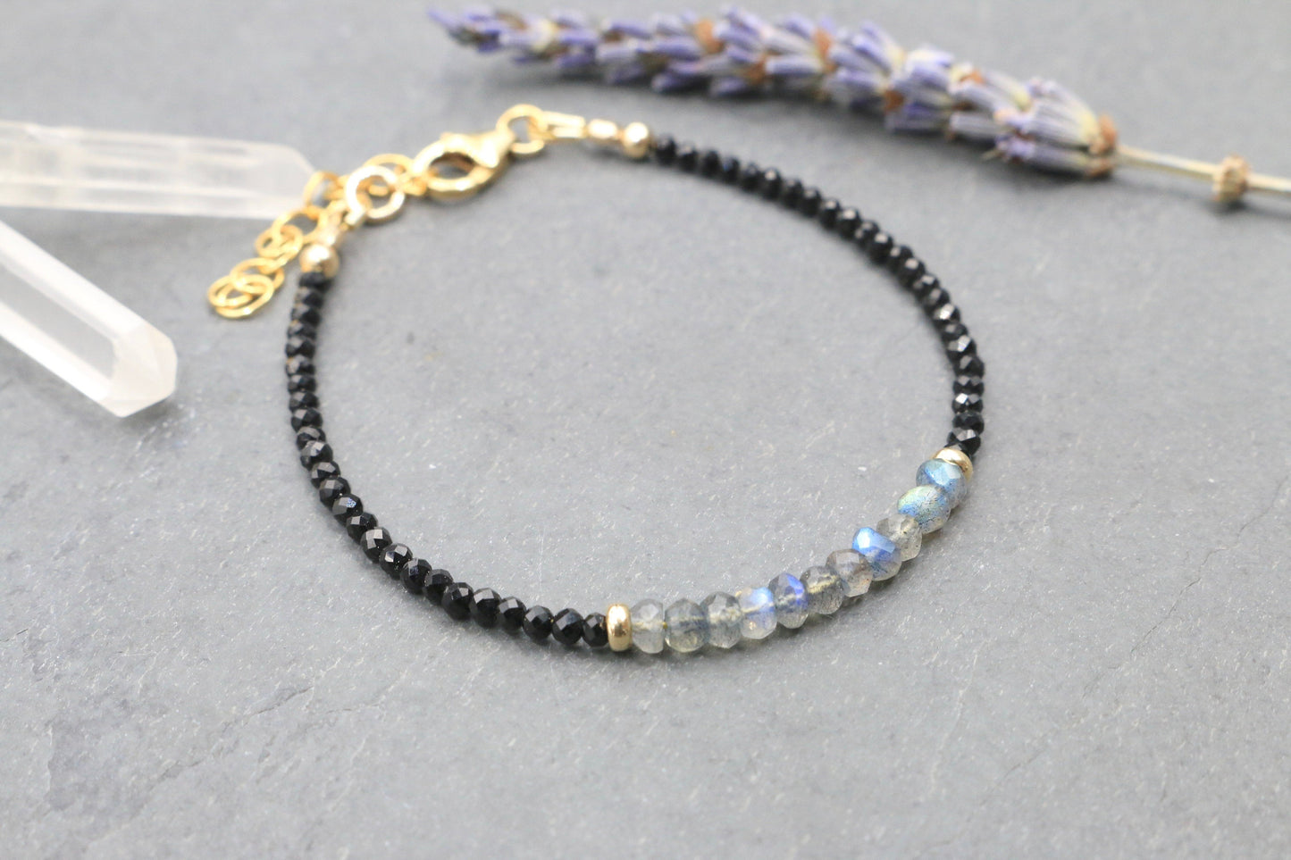 Labradorite and Black Tourmaline Bracelet
