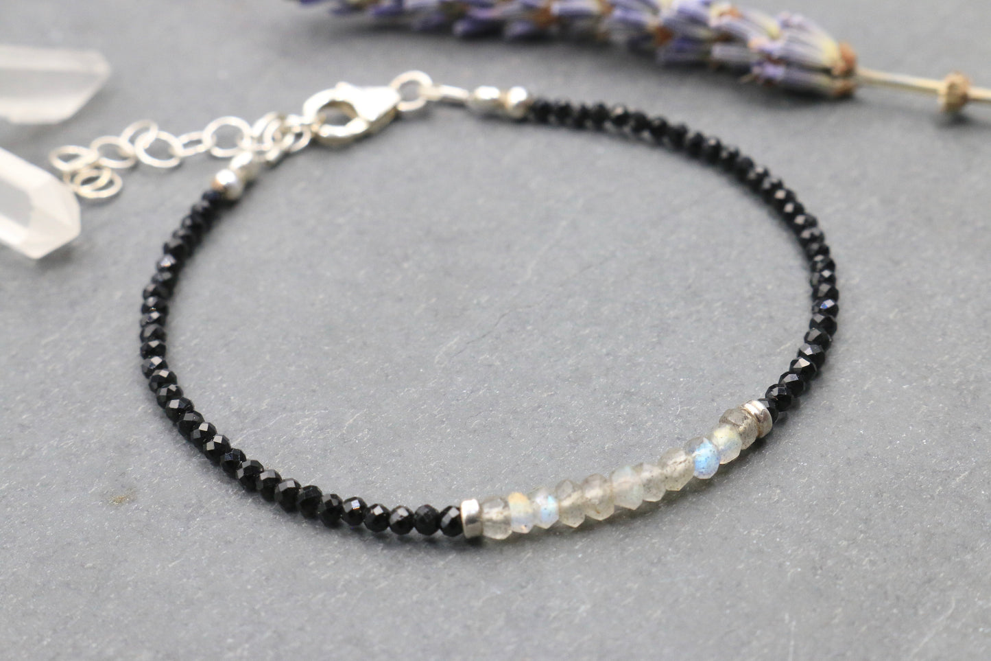 Labradorite and Black Tourmaline Bracelet