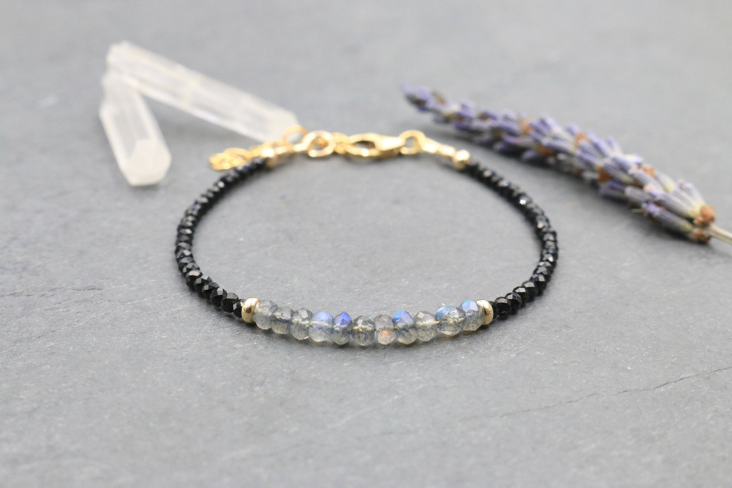 Labradorite and Black Tourmaline Bracelet