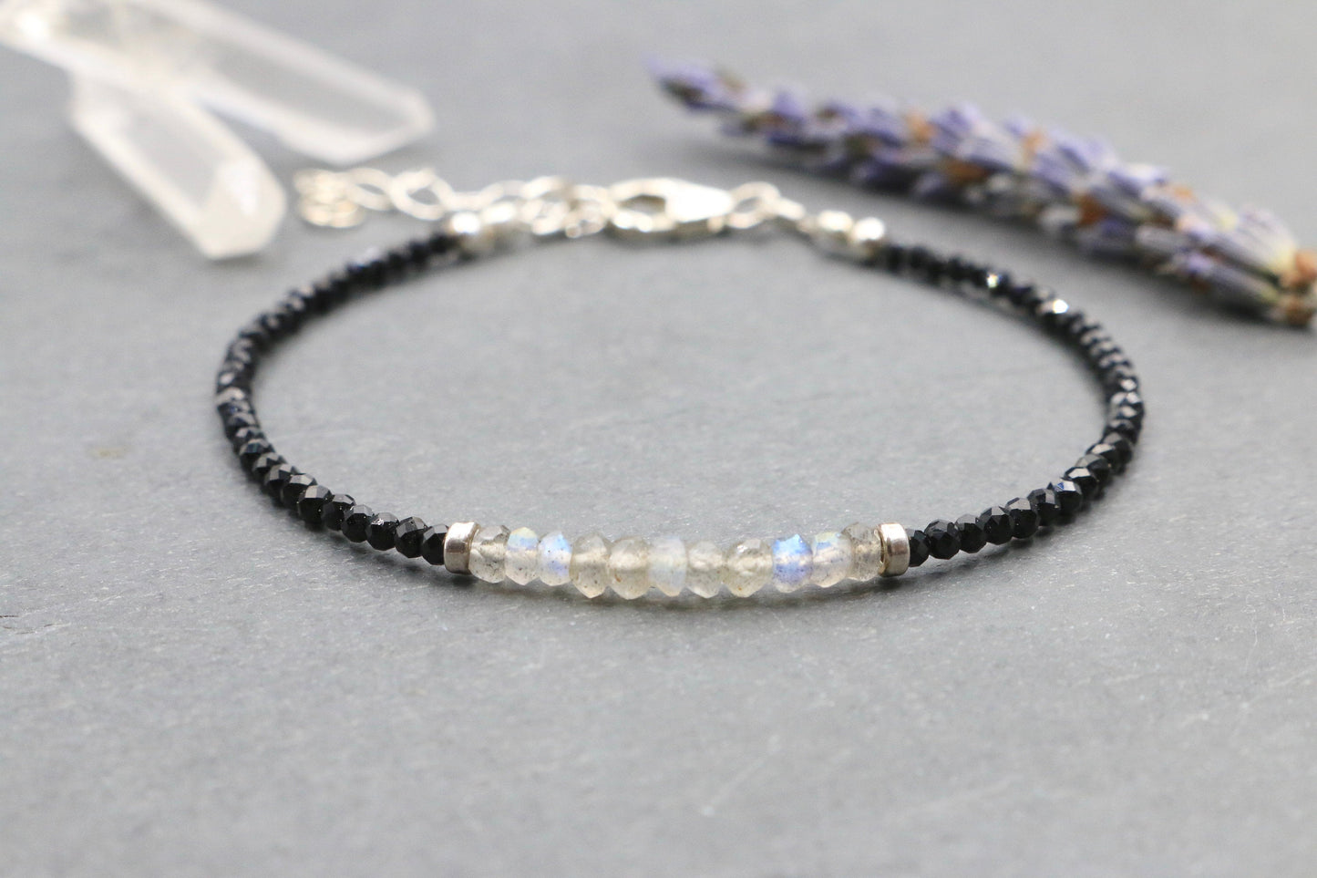 Labradorite and Black Tourmaline Bracelet
