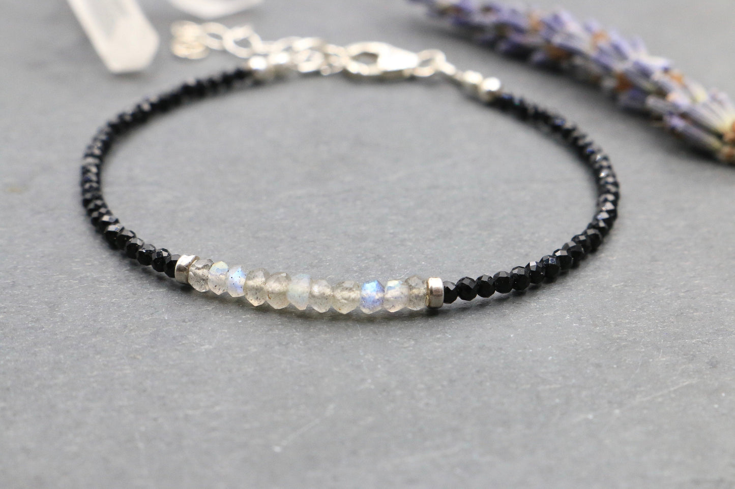 Labradorite and Black Tourmaline Bracelet