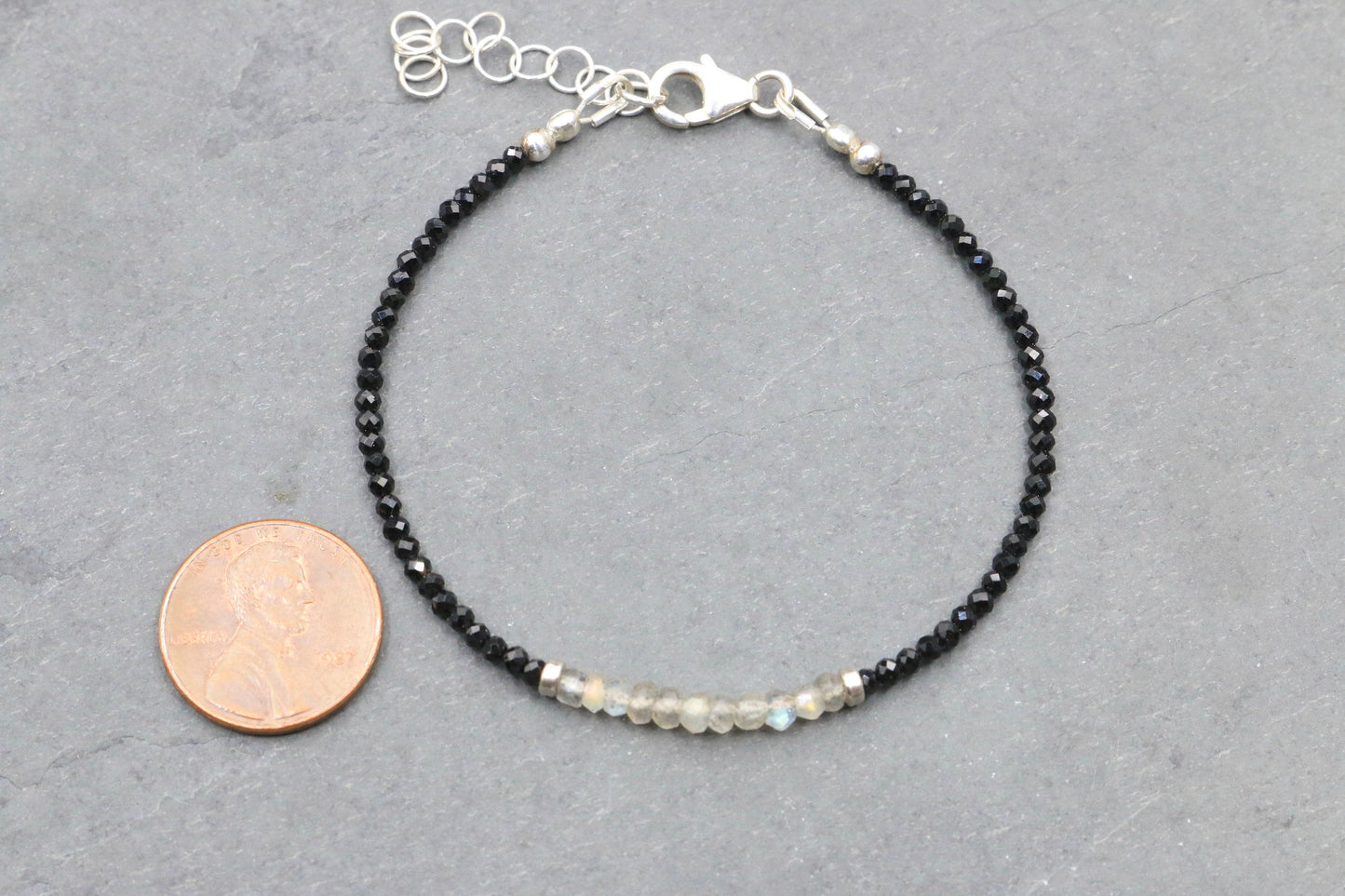 Labradorite and Black Tourmaline Bracelet