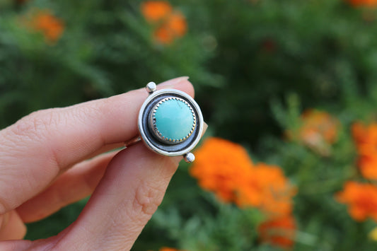 Round Turquoise Ring Size 8.25