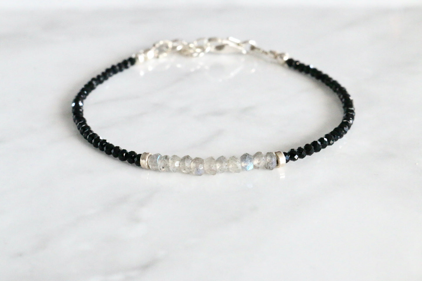 Labradorite and Black Tourmaline Bracelet